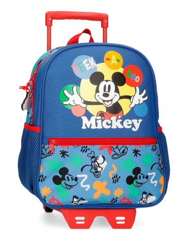 42222T1 ADAPT. BACKPACK 33CM.W/TROLLEY MICKEY PEEK A BOO